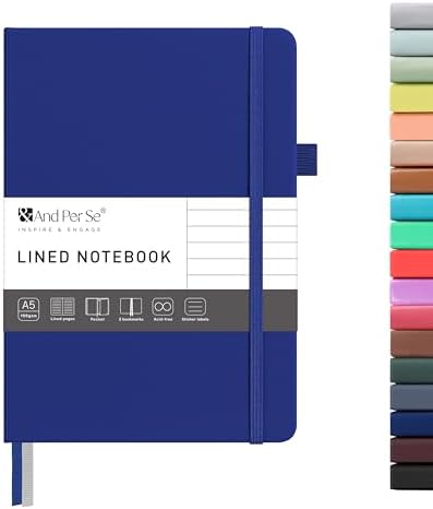 &And Per Se Lined Journal Notebook – A5 5.7”x8” College Ruled, 160 Pages, 100gsm Thick Paper, Journaling Notebooks for Writing (Royal Blue)