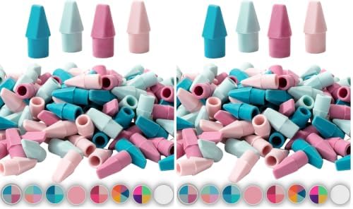 Mr. Pen- Pencil Erasers Toppers, 240 Pack, Muted Pastel Colors
