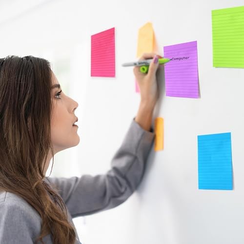 27 Pack Lined Sticky Notes 4x6 in Post Sticky Notes with Lines, 9 Bright Colors Self Sticky Notes Pad Its, Large Ruled Sticky Note for Office, Home, 35 Sheets/Pad