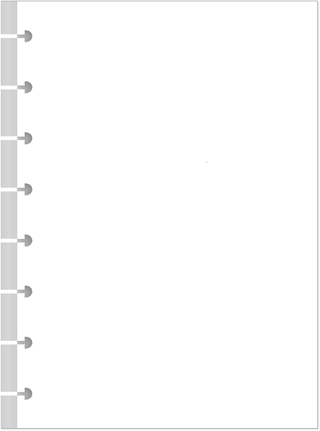 Junior Size Blank Refill Paper, A5 8-Disc Discbound Blank Filler Paper, 100Sheets / 200Pages Blank Paper, 100gsm White Paper, 5.8 x 8.3 in