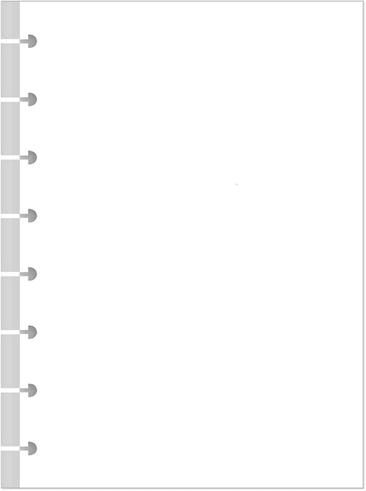 Junior Size Blank Refill Paper, A5 8-Disc Discbound Blank Filler Paper, 100Sheets / 200Pages Blank Paper, 100gsm White Paper, 5.8 x 8.3 in