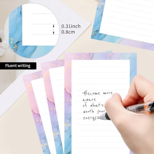 2 Pack Lined Sticky Notes 4x6 in, Cute Self-Stick Notepads with Lines, Large Memo Pads Strong Adhesive for Office, Home Purple Cute Marble