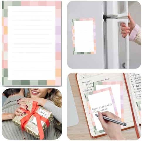 2 Pack Lined Sticky Notes 4x6 in, Cute Self-Stick Notepads with Lines, Large Memo Pads Strong Adhesive for Office, Home Colorful Funny Checkerboard