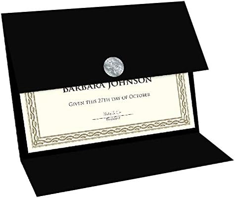 Geographics Certificate Holders - Tri-Fold Navy Linen 9.25x12.5 Inches - 50 Pack - Embossed Die-Cut 80 lb Cover Stock - Silver Medallion Foil Stamp - Ideal for Awards - 218 GSM Document Holder