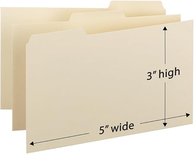 Smead Card Guide, Plain 1/3-Cut Tab (Blank), 3" H x 5" W, Manila, 100 per Box (55030)