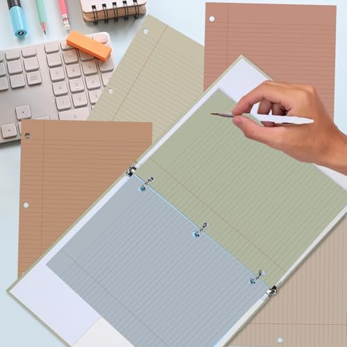 gisgfim 200 Sheets Loose Leaf Binder Paper, 8" x 10.5" Colored College Ruled Paper, 3 Hole Punched Lined Refill Inserts Thicken for 3-Ring Binders Notebooks Planner Writing School Office (Boho)