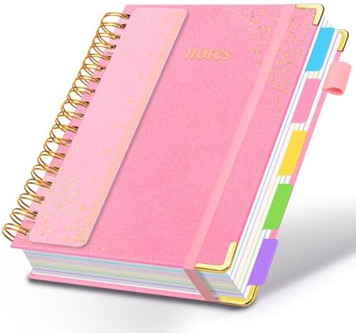 Hardcover Spiral Notebook with Tabs & Dividers, 8"x10" 5 Subject