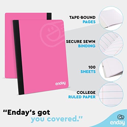Enday Composition Notebooks College Ruled Paper, Hard Cover Composition Notebook, Premium Lined Composition Books, 100 Sheets Ruled Notebook, Pink and Yellow (2 Pack)