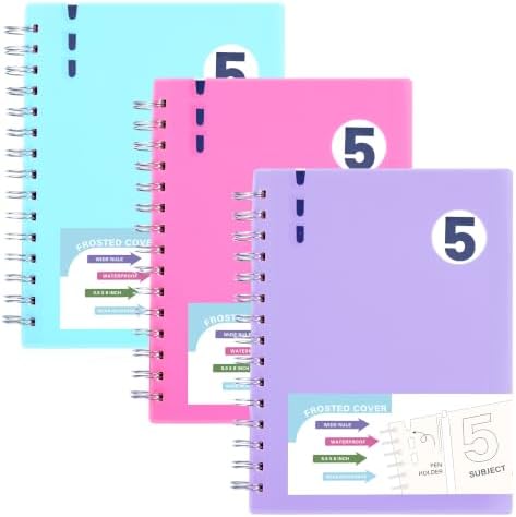 FLYING EAGLE 5 Subject Spiral Notebook with Dividers & Tabs,3 Pack,5x7