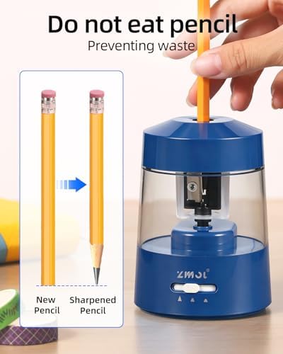 ZMOL Electric Pencil Sharpener Battery, 6-12mm Jumbo Pencils,Dark Blue