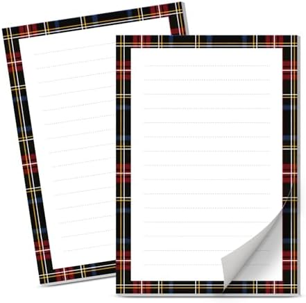 Lined Sticky Notes 4x6 in, 2 Pack Large Cute Notepads with Lines Self-Stick Note Pad, Funny Memo Pads Strong Adhesive for Office, Home Luxury Plaid