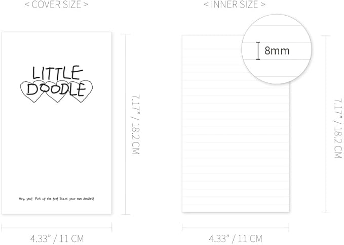 Monolike Little Doodle PVC Handy Notebook, Triple Heart - Exposed Binding, PVC cover, Academic, Journal, Diary, 160pages