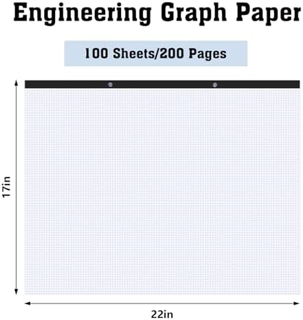 BESARME Large Engineering Graph Paper 22" x 17", Large Graph Paper Pad