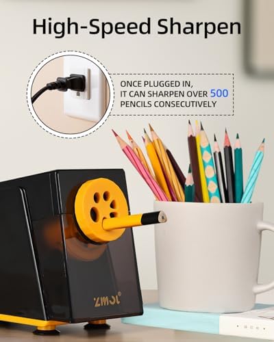 ZMOL Electric Pencil Sharpener,Heavy Duty for Classroom, 6-12mm, Black
