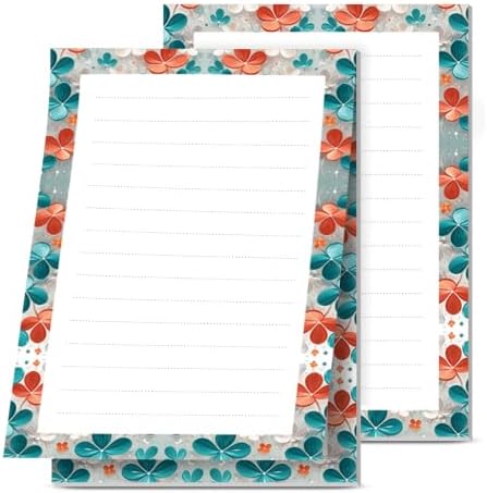 Lined Sticky Notes 4x6 in, 2 Pack Large Cute Notepads with Lines, Bright Post Memo Note Pads Big Rectangular Sticky Notes for Office Colorful Flowers