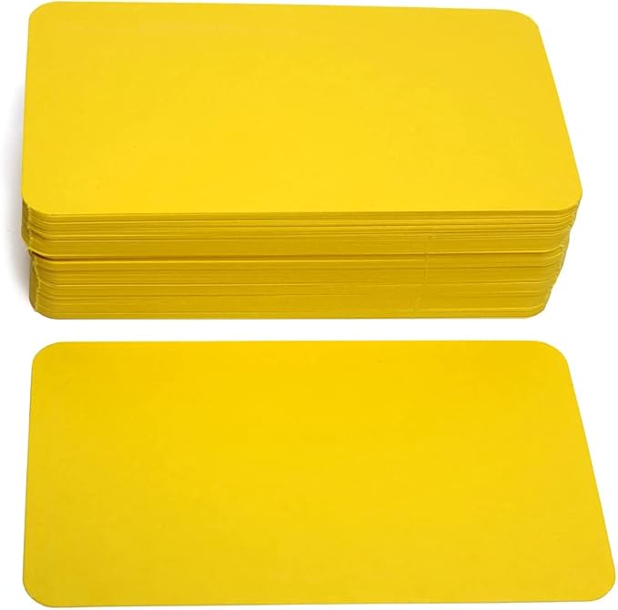 PPAPPAPPIYO 3.5x2 rounded corner index cards180gsm Thick Cardstock, Blank Colored Flash Cards for Study, Notes, Business Cards & Labels, Small Notecards 100 Pack (yellow)