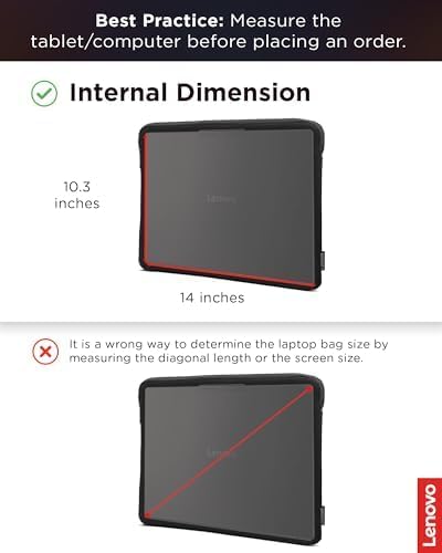Lenovo Basic Laptop Sleeve 14 Inch Notebook/Tablet Compatible with MacBook Air/Pro Neoprene Material - Soft Fleece Lining - Zippered Top Opening - Black