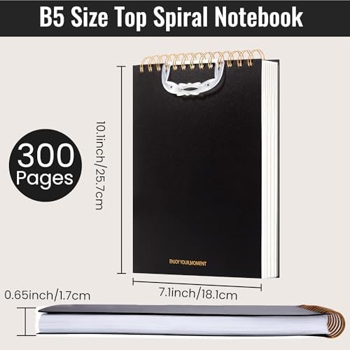 Yoment B5 Top Spiral Notebook,Steno Pads College Ruled Notebook,300 Pages