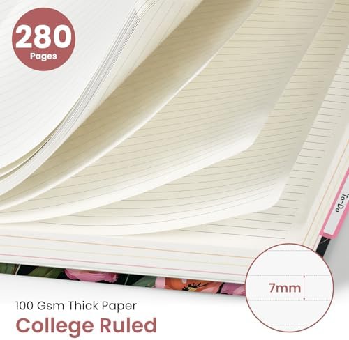 Taja Pretty Large Spiral Lined Notebook for Work with 5 Removable Dividers