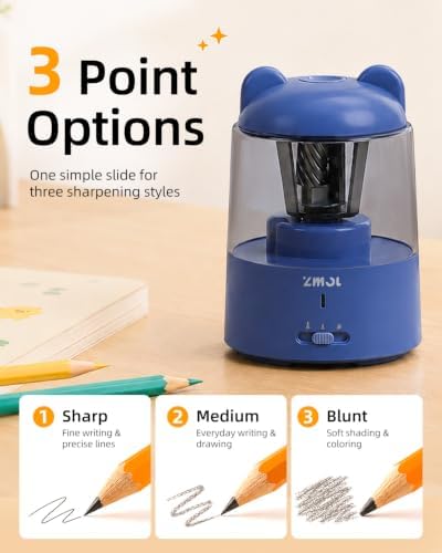 ZMOL Rechargeable Electric Pencil Sharpener for Colored Pencils Blue