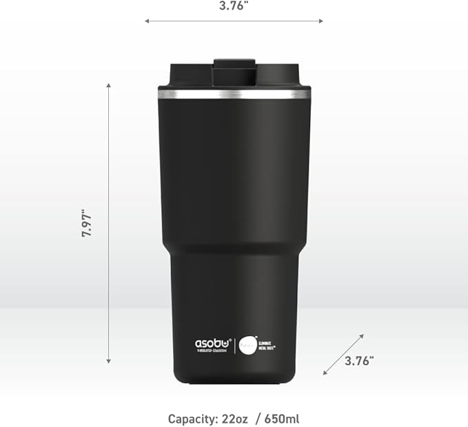 asobu 22oz Extra Large Ceramic-Lined Travel Mug with No Metal Taste-Keeps Flavors True - Double-Wall Vacuum Insulated Coffee Mug with Spill-Proof Pop-Open Lid for Hot Drinks