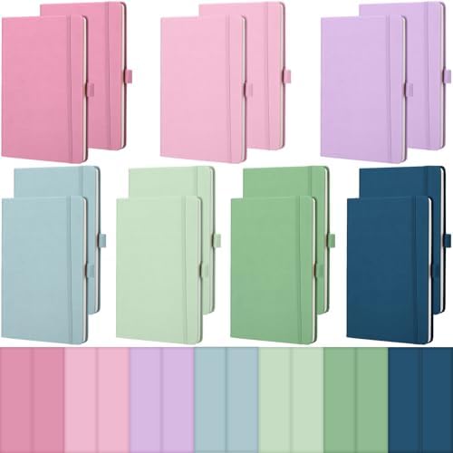 Laumoi 14 Pack Hardcover Lined Journal Notebooks Bulk,Pastel Color,A5