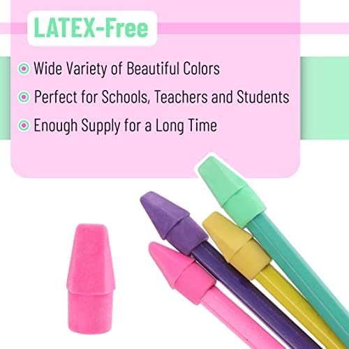 Mr. Pen- Pencil Top Erasers, 480 Pack, Latex-Free, No-Smudge | Cap Pencil Erasers for Precise Erasing, Kids, Teachers, Studying Supplies, Vibrant Colors