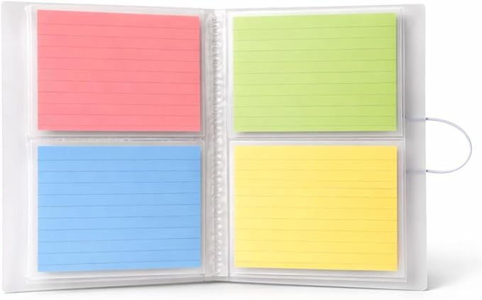 SHANGRLA 4x6 Index Card Holder Binder with Clear Sleeves,Card Organizer for Recipe Card, Flash Card and Note Card,Holds 200 Indexcards, Flashcard Notecard Storage Booklet