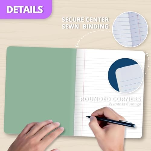 ONAVIA Plastic Composition Notebook Wide Ruled Bulk, 160 Pages, Assorted