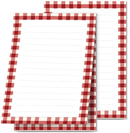 2 Pack Lined Sticky Notes 4x6 in, Cute Self-Stick Notepads with Lines, Large Memo Pads Strong Adhesive for Office, Home Red White Plaid