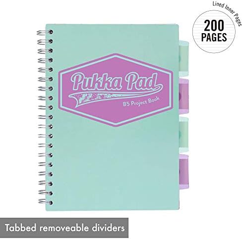 Pukka Pad 5 Subject Spiral Notebook 12-Pack - 200 Pages, 100 Sheets of 80GSM Paper with Repositionable Dividers & Perforated Edges for School & Office Planning & Organization - B5-7 X 10, Pastel