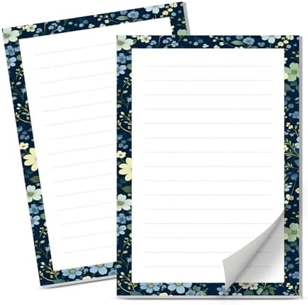 Lined Sticky Notes 4x6 in, 2 Pack Large Cute Notepads with Lines Self-Stick Note Pad, Funny Memo Pads Strong Adhesive for Office, Home Colorful Boho Flowers