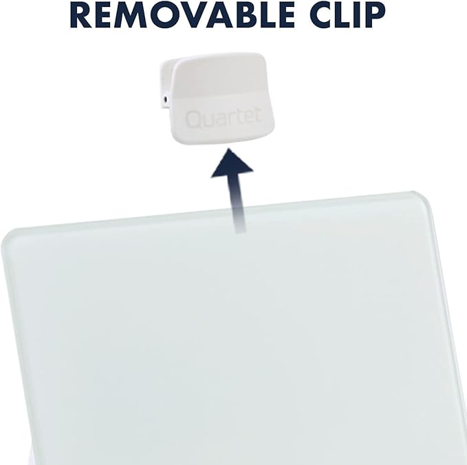 Quartet Dry Erase White Board 9"W x 11"H Desktop Glass Pad with Removable Clip and Marker, White (GDE119)