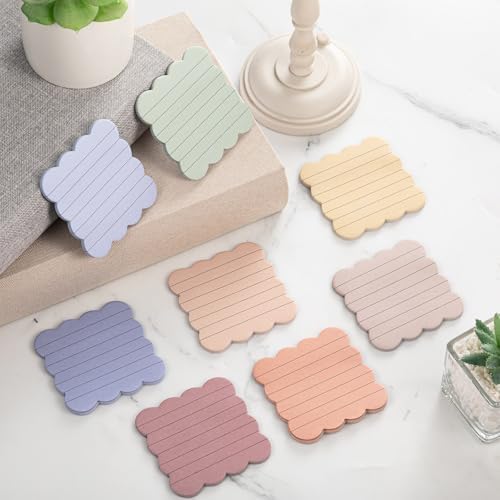 Eaasty 8 Pack Scalloped Sticky Notes Lined 3" X 3" Morandii Memo Pads