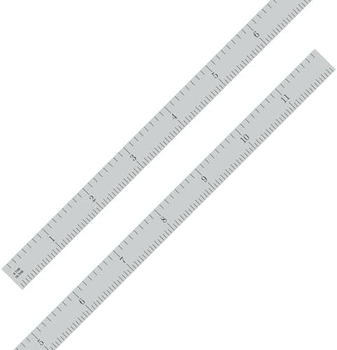 PEC Tools 12" Metal Ruler, Flexible, 4R Graduation, Inch Measuring Tool
