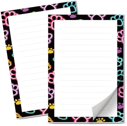 Lined Sticky Notes 4x6 in, 2 Pack Large Cute Notepads with Lines Self-Stick Note Pad, Funny Memo Pads Strong Adhesive for Office, Home Cute Colorful Dog Paws