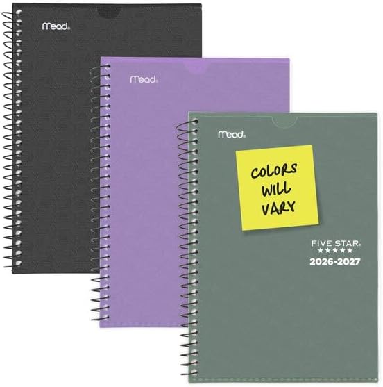 Five Star® Customizable Academic 2026-2027 Weekly Monthly Student Planner Plus Study App, Color May Vary, Small, 5 1/2" x 8 1/2"