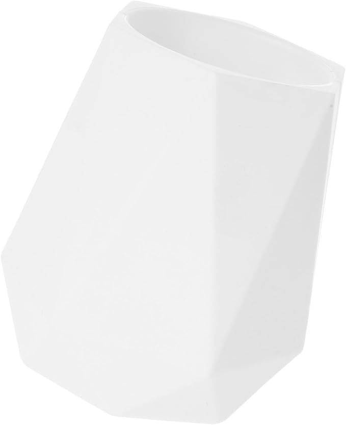 Veemoon Silicone Geometric Pencil Holder Pen Cup Small Desk Organizer Vase for Office Makeup Brush Stand White