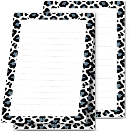 2 Pack Lined Sticky Notes 4x6 in, Cute Self-Stick Notepads with Lines, Large Memo Pads Strong Adhesive for Office, Home Black Grey Leopard