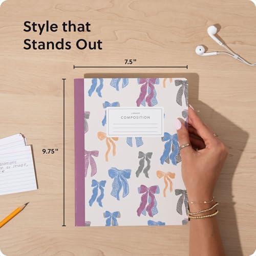 U Brands Composition Notebook, Darling Details, College Ruled, 80 Perforated Sheets, 9.8 x 7.5 Inches, Reinforced Softcover
