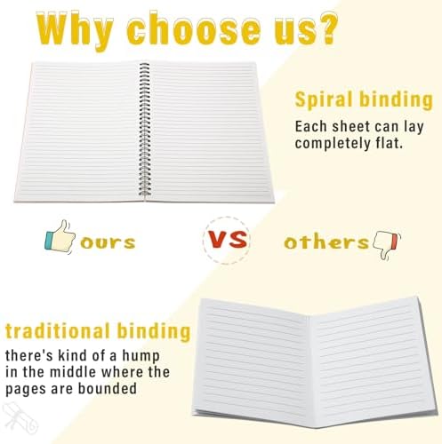 Fuutreo 6 Pack Spiral Notebook 10.5x7.45 Notebook,Playful,Bright