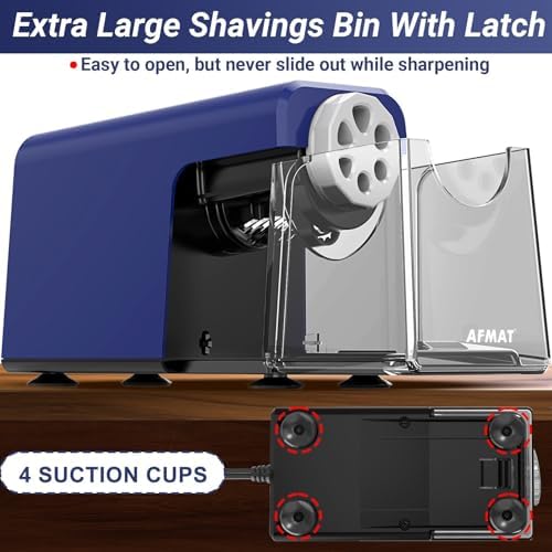 AFMAT Electric Pencil Sharpener Heavy Duty, 6 Holes, Auto Stop Pencil Sharpener for Artists, Classroom Electric Sharpener for 6-11mm Colored Pencils, 7000 Sharpenings, Fast Sharpen, Save Pencils PSX1