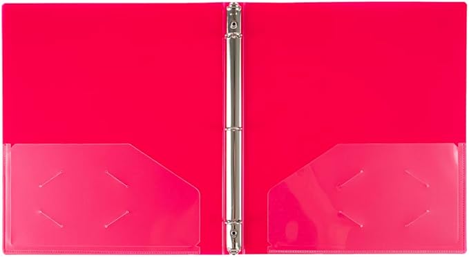 JAM PAPER Plastic 0.5 inch Binder - Fuchsia Pink 3 Ring Binder - Sold Individually