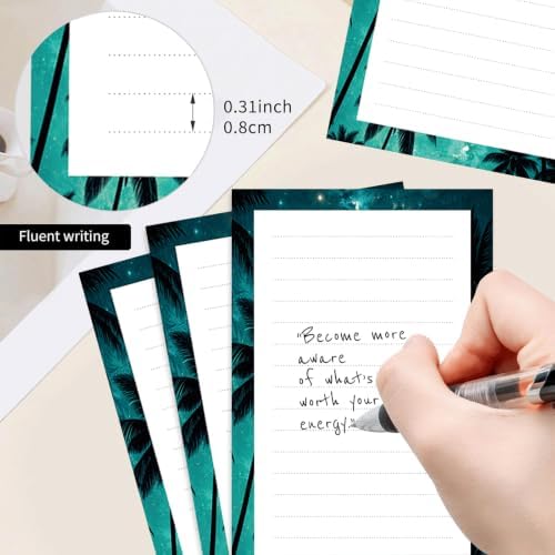 2 Pack Lined Sticky Notes 4x6 in, Cute Self-Stick Notepads with Lines, Large Memo Pads Strong Adhesive for Office, Home Cute Night Sky Tree