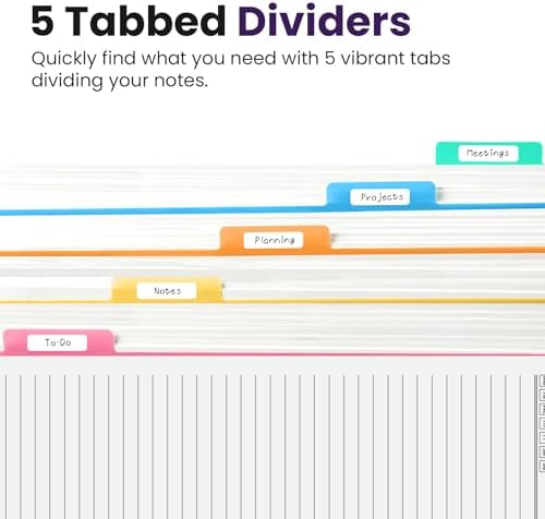 Taja Large Spiral Notebooks for Work 5 Subject with Removable Dividers