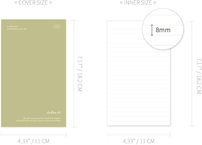 Monolike Archive 247 Solid PVC Handy Notebook, Olive - Exposed Binding, PVC cover, Academic, Journal, Diary, 160pages