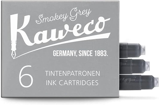 Kaweco Fountain Pen Ink Cartridges Smokey Grey of 6 | Premium Ink with Short Standard Cartridges in Grey | Vegan Cruelty Free Water Soluble Calligraphy Lettering Writing