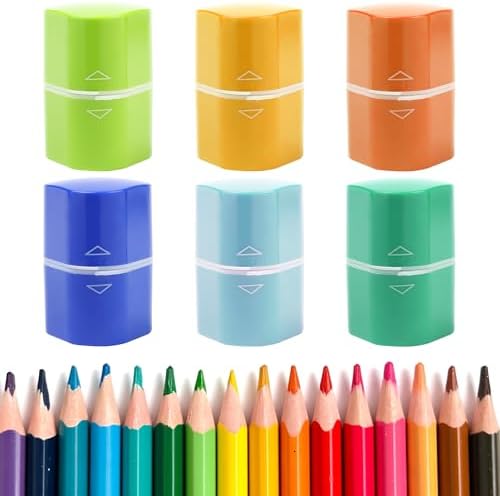 Mr. Pen- Pencil Sharpeners Manual, 6 Pack, 3 Holes, Colorful