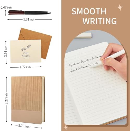 TSFPapier A5 Lined Notebook with Pen & Gift Box 216 Pages PU Leather Journals for Women Men 100GSM Thick Paper College Ruled Notebook for School,Travel,Business,Work,Home Writing