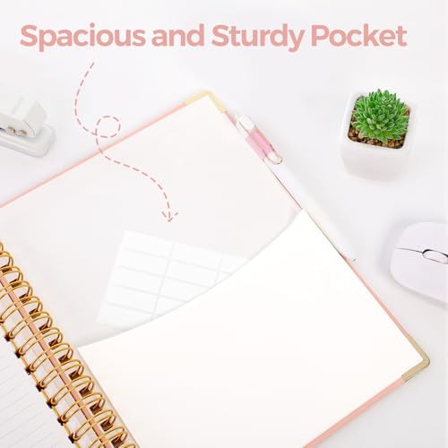 SKYDUE 5 Subject Notebook with Dividers and Tabs, 8" x 10" College Ruled Notebook for Work, 300 Pages Spiral Journal for Women, Pink